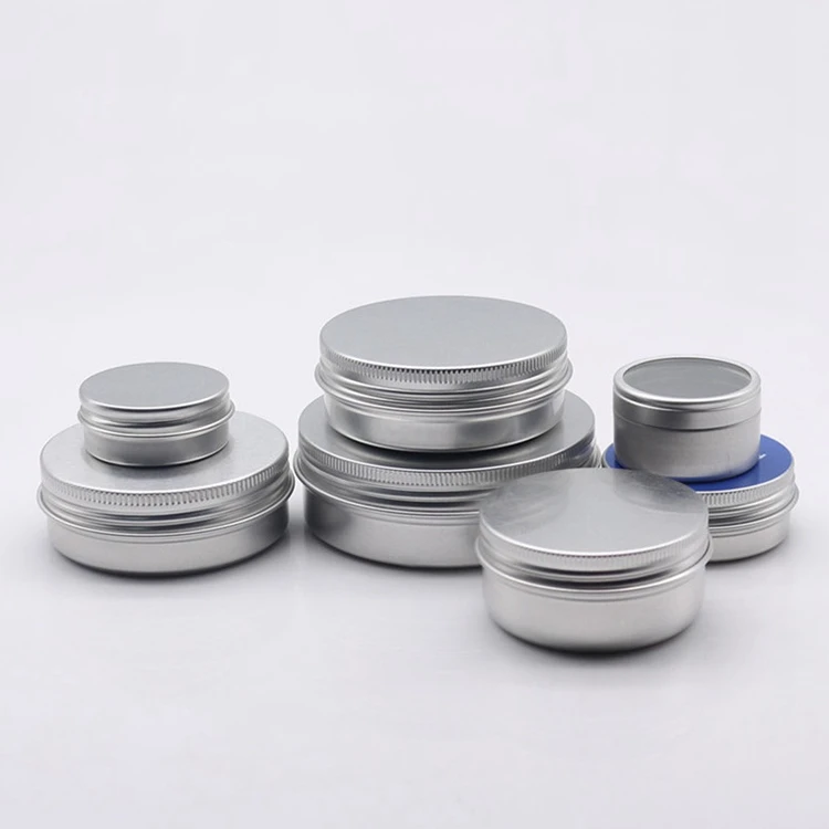 Round Reusable DIY Salve Spice Empty Cosmetic Packaging Container Candle 50G Mini Aluminum Jar Cosmetics