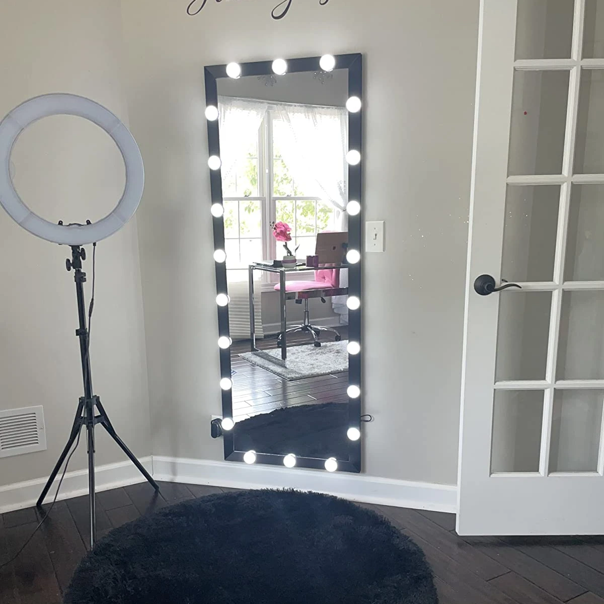 Beautme led Lighted Large Long Size Body Dresser Floor Full Length Hollywood Salon Mirror with led lights 22bulbs