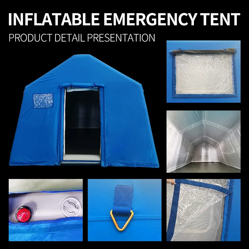 Large Blue GRP Structure Rescue Tent Disaster Relief Tent Safety Professional  Inflatable Emergency Refugee Medical Tent Shelter
