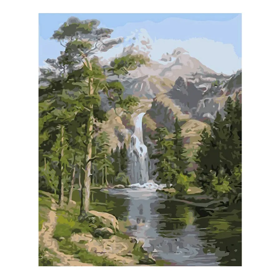 Waterfall pop art oil painting by numbers DIY canvas handmade oil painting