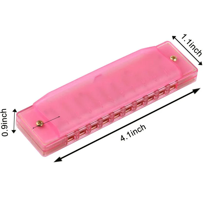 Wholesale hot selling custom logo colorful plasticcute 10 Hole kids Translucent harmonica for Children