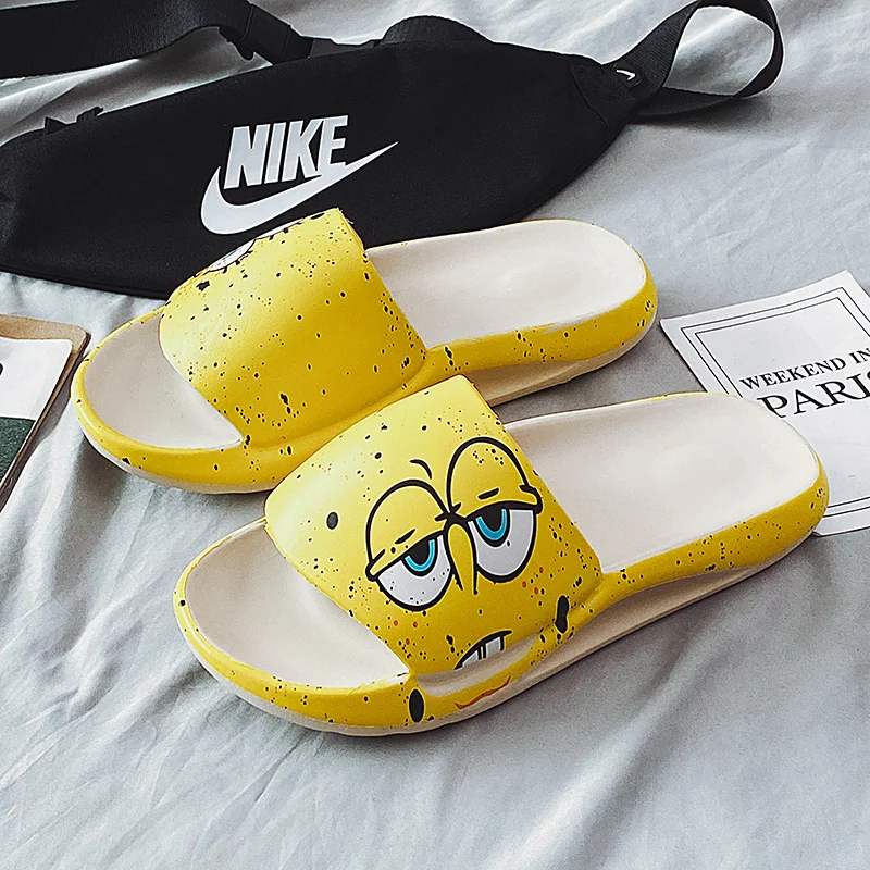  Шлепанцы Yeezy на заказ для мужчин и женщин Оригинальные сандалии с рисунком из зеленых мультфильмов аутентичное покрытие домашние тапочки