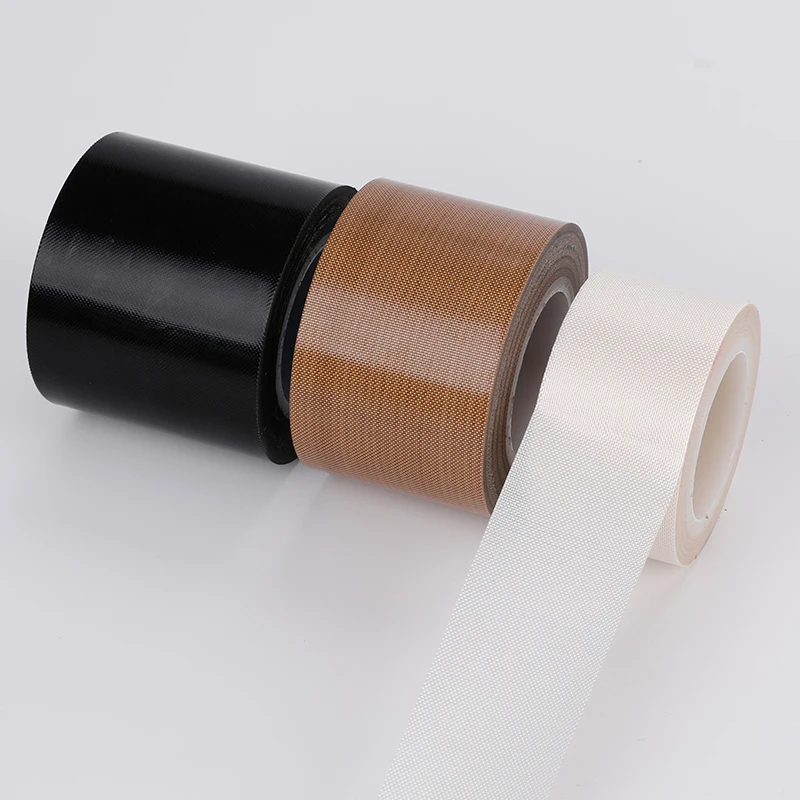 Single Sided PTFE coated fiberglass fabric adhesive tape brown adhesive thermal paper glass cloth high temperature teflons tape