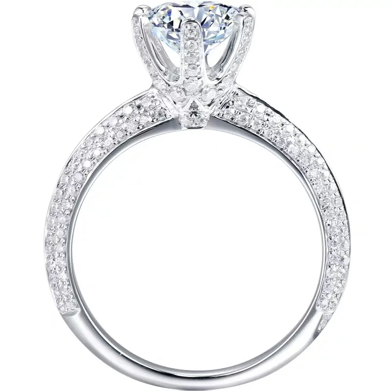 GRA certified 925 silver rhodium plated 1.5 3ct round cut d vvs moissanite diamond engagement wedding ring