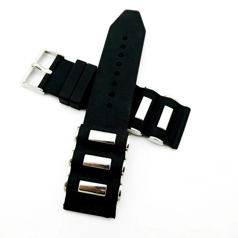 hot sell silicon watch band 20 22 24 26mm luxury classic with metal particles