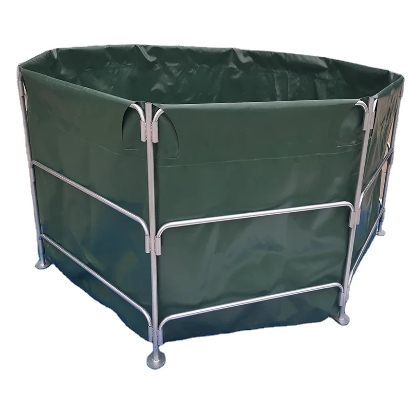 Outdoor tarpaulin coated PVC circular collapsible water pond tank 1000 liter cylinder koi fish breeding tank