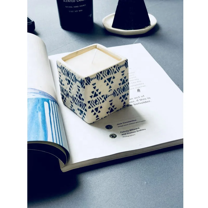 
Custom ceramic square scented candle holders 