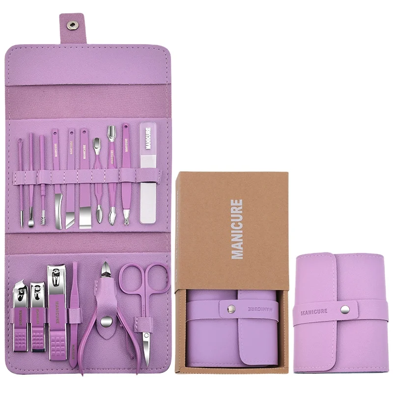 16pcs Nice quality Manicure Set Pedicure Knife Toe Nail Clipper Cuticle Dead Skin Remover Kit Stainless Steel Feet Care Tool Set