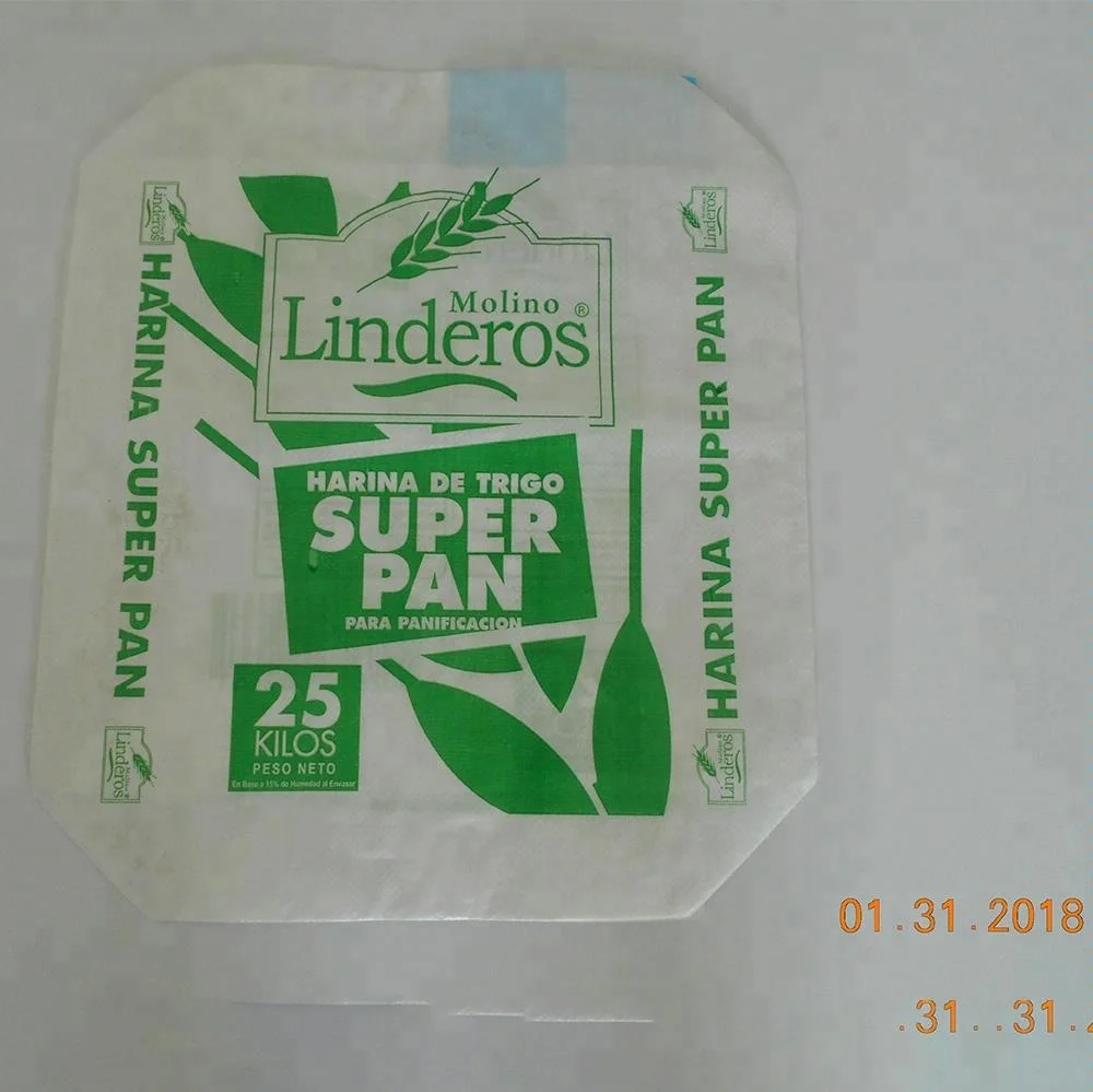 50kg polypropylene woven weaving bulk wheat flour bag with valve spout