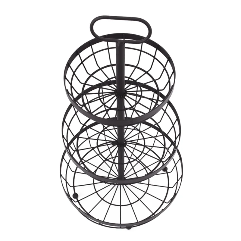 2023 New Fashion 3 Layer Standing Metal Wire Fruit Basket Storage with Holder for Home