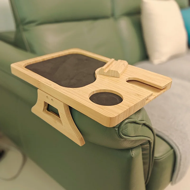 360 Degrees Rotating Holder Sofa Armest Tray with Couch Cup Holder Foldable Sofa Tray for Drinks and Eating