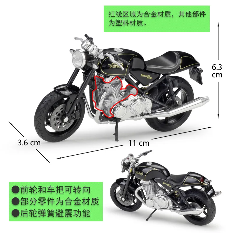 Welly 1/18 Diecast Toy Motorcycle Norton Commando 961 SE Retro Hot Selling Simulation Alloy Motorcycle Model