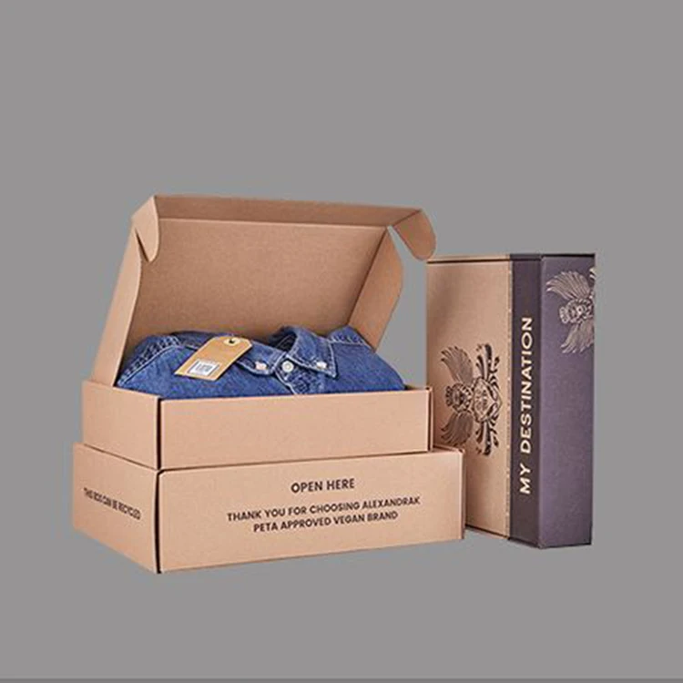 
Custom Printed Clothing Mail Mailer Mailing Shipping Front Tuck End Cardboard Corrugated Paper Box With Logo For Clothes Package 