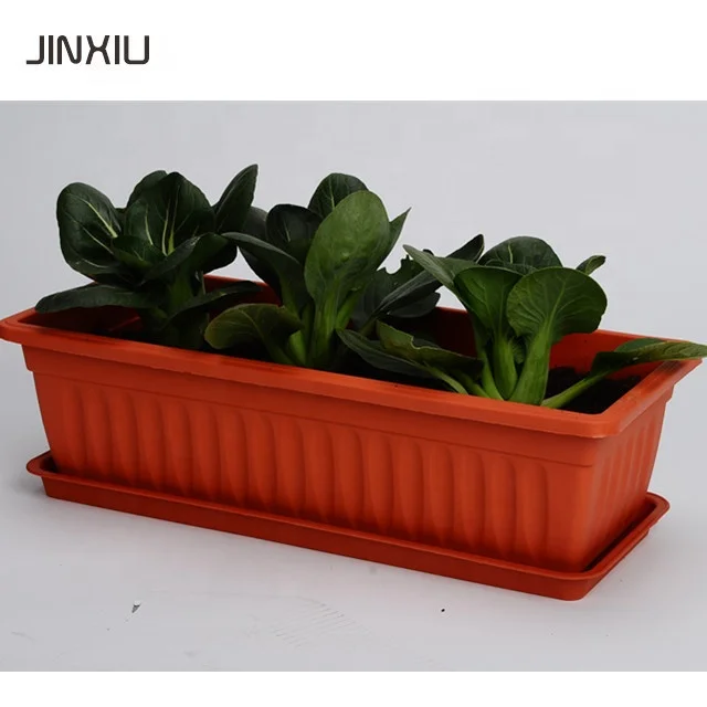 grow plants trough self-wateing home colorful bottom holes rectangle PP plant pot