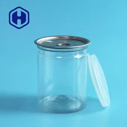 round transparent cashew biscuits canned food eoe plastic PET can with aluminum lid