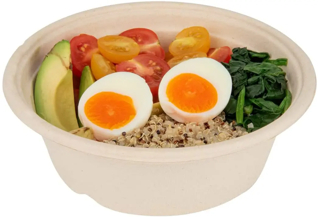 1000ml Sugarcane Round Sugarcane Fiber Bagasse Pulp Paper Salad Bowl