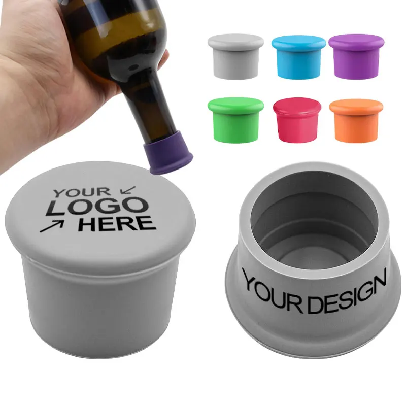 Custom Logo Elastic Beer Bottle Stopper Non-deformable Bottle Cap Silicone Round Red Wine Bottle Cap Sealed Non-breathable