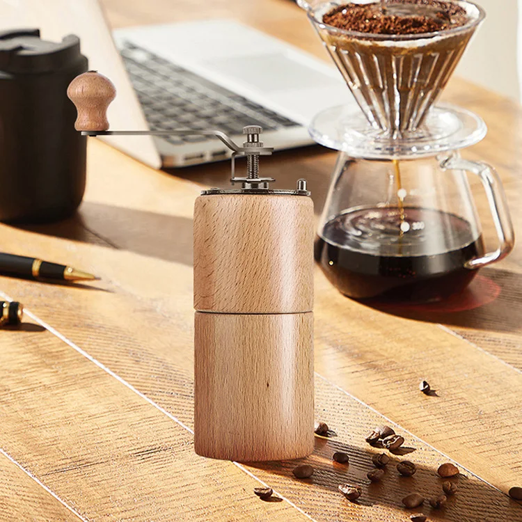 Wooden Manual Coffee Bean  Grinder Portable  Coffee Mill With Cast Iron