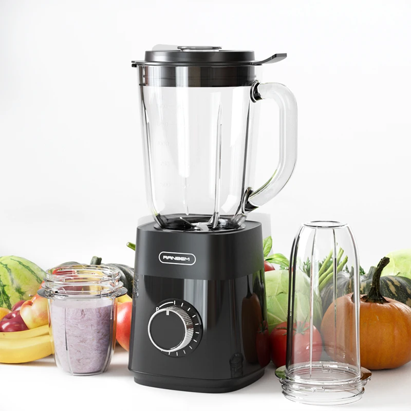 RANBEM 7620# F Grade Motor 1.5L Pitcher Milkshake Juice Blender with Removable Stainless Steel Blades for Easy Cleaning