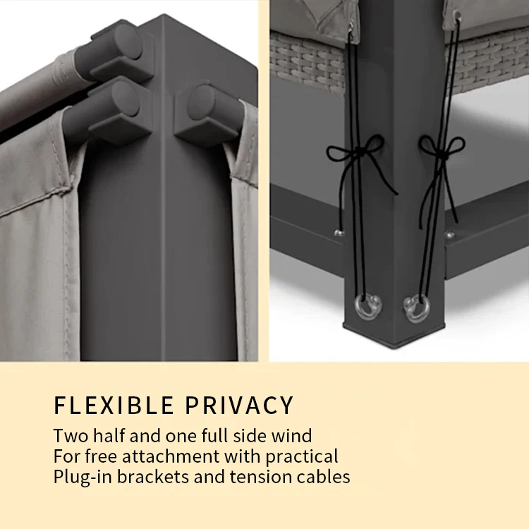 YASN Removable Outdoor Luxury Gazebo Pavilion Gazebo Sun Canopy With Rattan Lounge Set