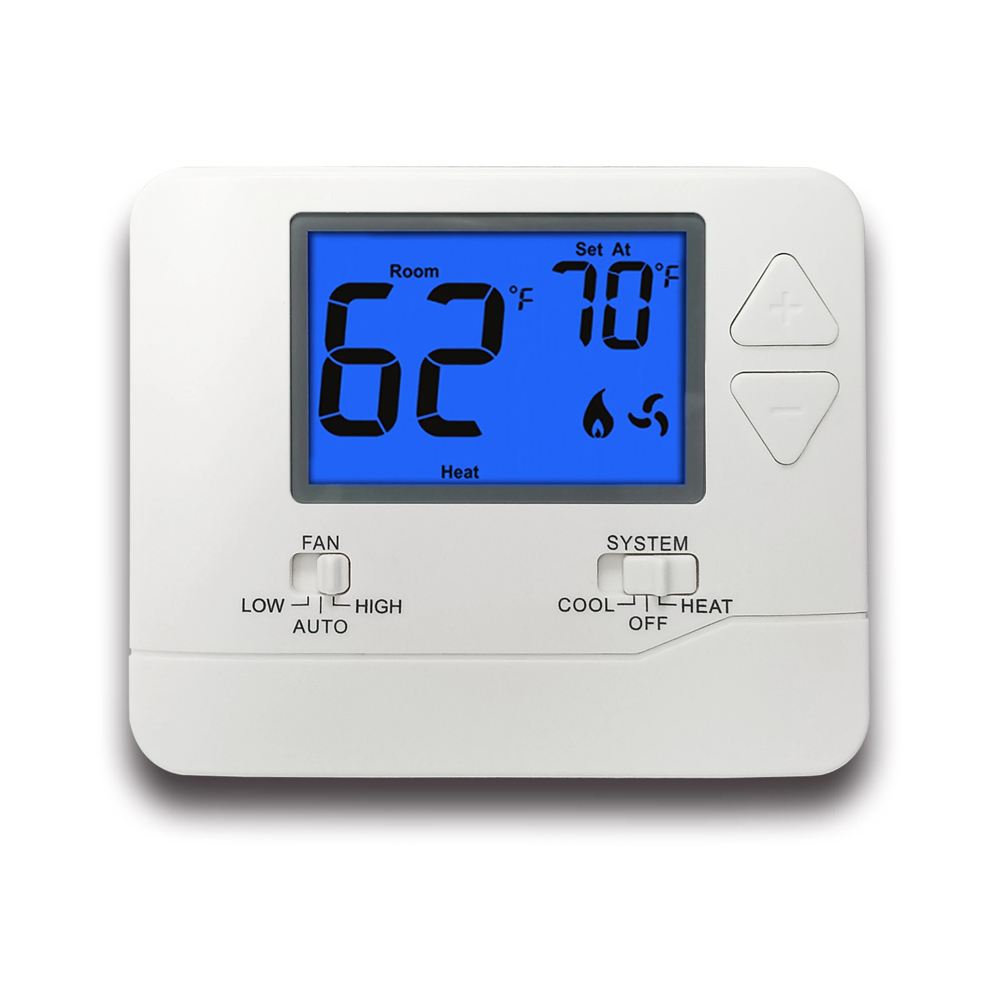 Heat Pump Non Programmable Smart Room Thermostat with Blue Backlight for Air Conditioning