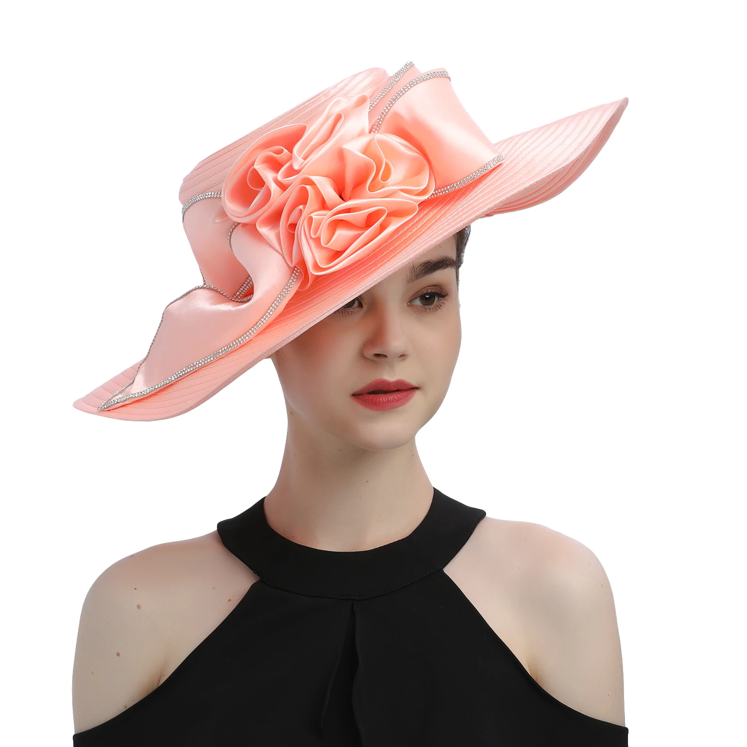 Hot Sale Perfect Church Hats Party Fascinator Kentucky Derby Hats Banquet Satin Cloth Sun Hats  For Women Wedding