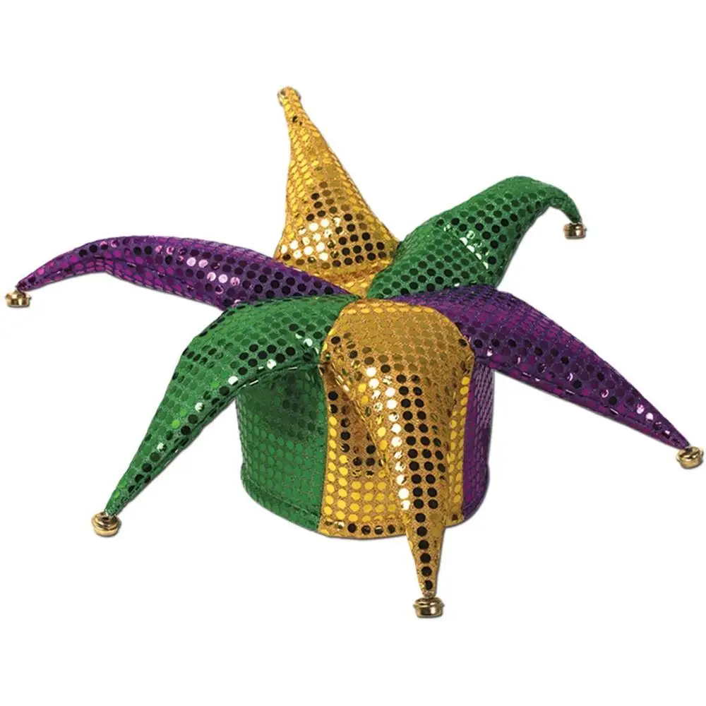 Multicolor Halloween Jester Clown Mardi Gras Party Costume Hat