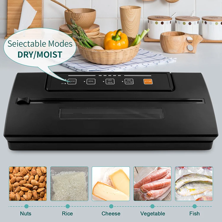 Latest Household Vacuum Sealer Packing Machine with Built-in Cutter Pulse Function Dry Moist and Vacuum Bags