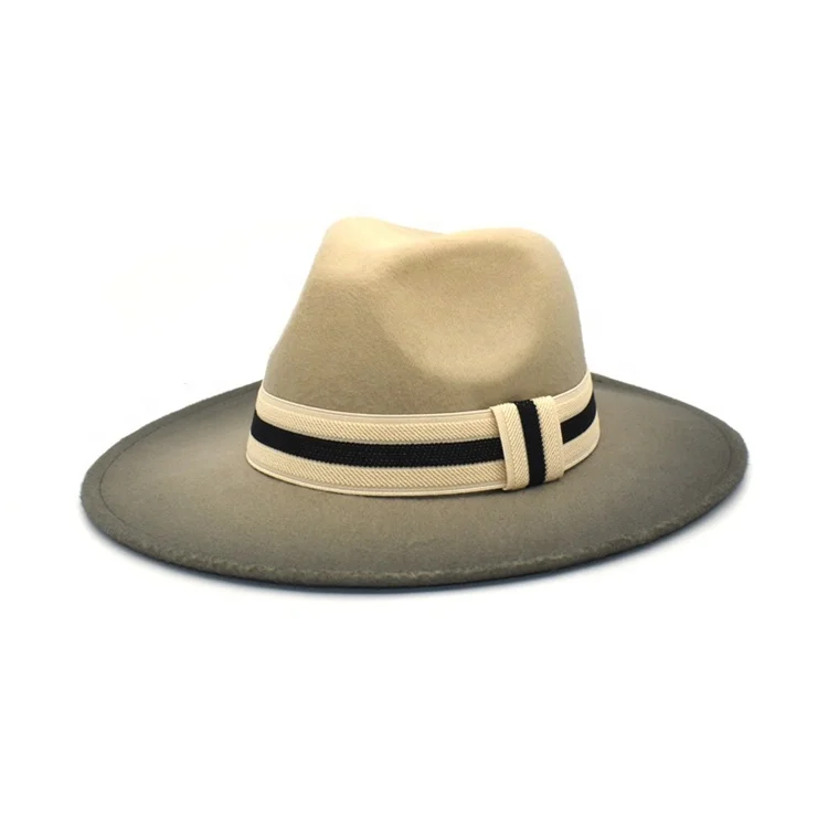 Wholesale Bulk Women Men Woolen Jazz Caps Winter Autumn Wide Brim Gentleman Gradient Color Fedora Hats For Lady
