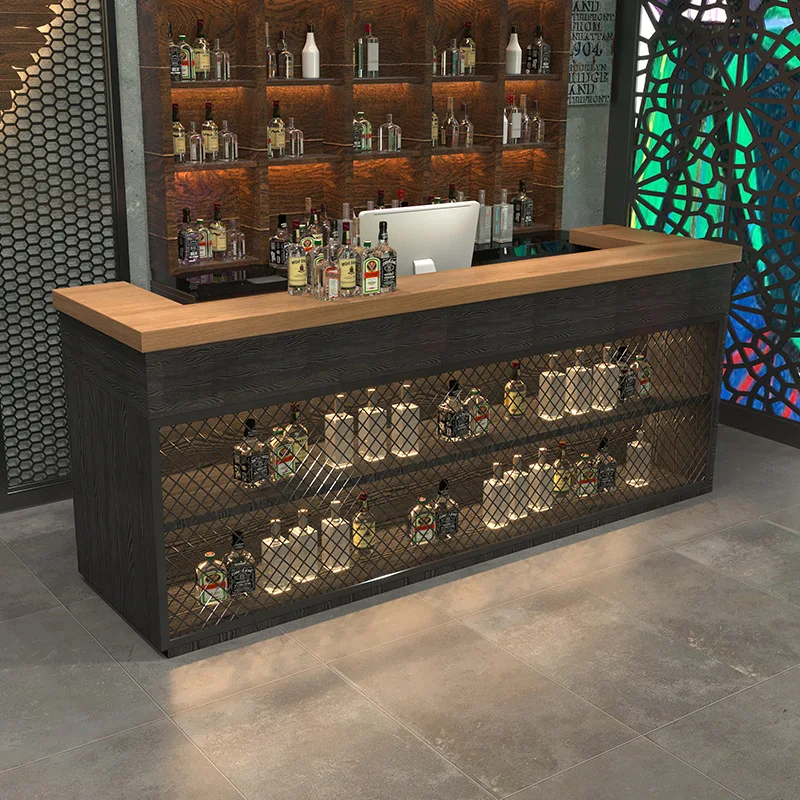 2023 The latest hot vintage industrial wind checkout corner counter Bar & Grill Iron Art Bar display restaurant front desk
