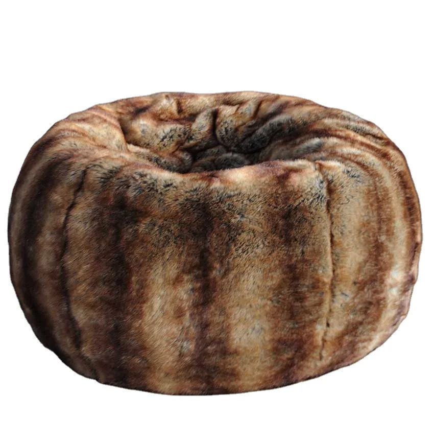 
wholesale customized luxury faux fur foam bean bag sofa chair removable cover 
