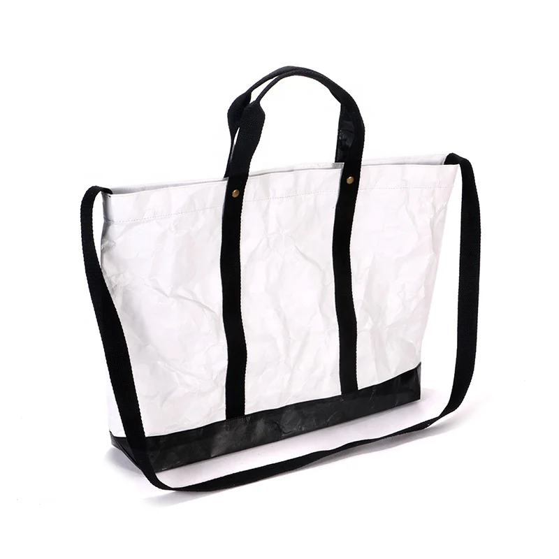 High quality White tyvek foldable shopping bag Reusable waterproof tyvek paper handbag Custom tyvek tote bag