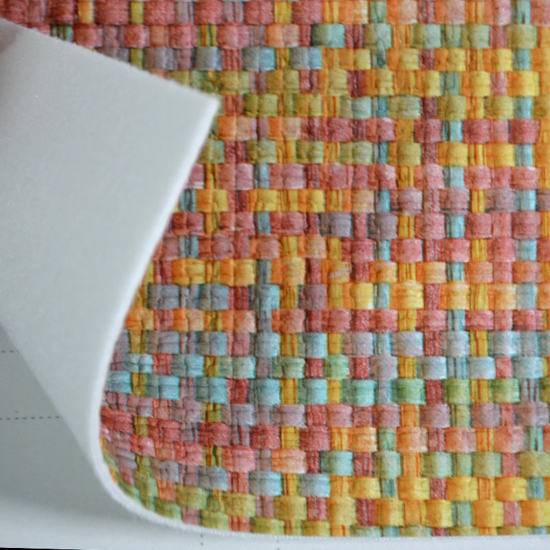 Small woven pattern PU fabric retro color woven pattern over-color straw mat woven texture skin feel slippery woven leather