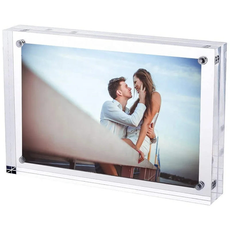 High Quality 10mm+10mm 4x6 Inch Double Sided Frameless Picture Frame Magnetic Acrylic Desktop Photo Frame