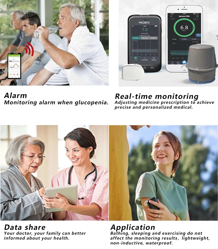 Non Invasive Bloodless Constant Glucometer Smart Continuous Glucose Monitoring System Sensor CGM Meter Blood Glucose Monitor