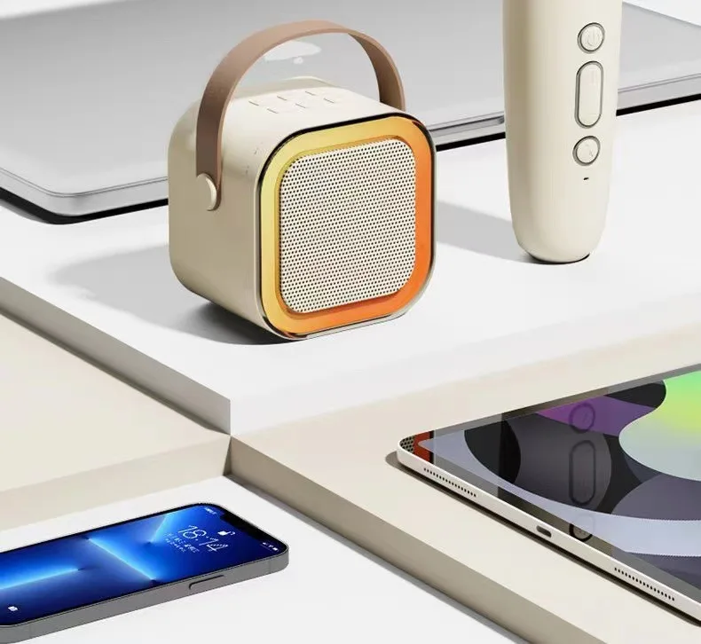 Portable Wireless Speaker LED Light K12 Audio Microphone Karaoke Speaker Bluetooth Wireless Microphone