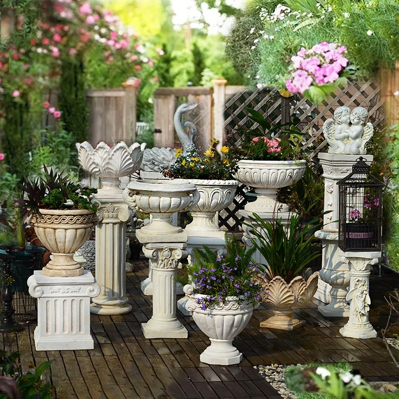 Large Flower Pot Molds Concrete Cement Flower Pot Silicone Molds Durable Fiberglass Concrete Flower Pot Molds for Garden