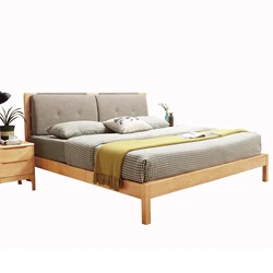 Firsthand Price Wholesale Solid Wood Bedroom Furniture Bed Platform with Upholstered Cushioned Headboard Bed Frame For Hotels