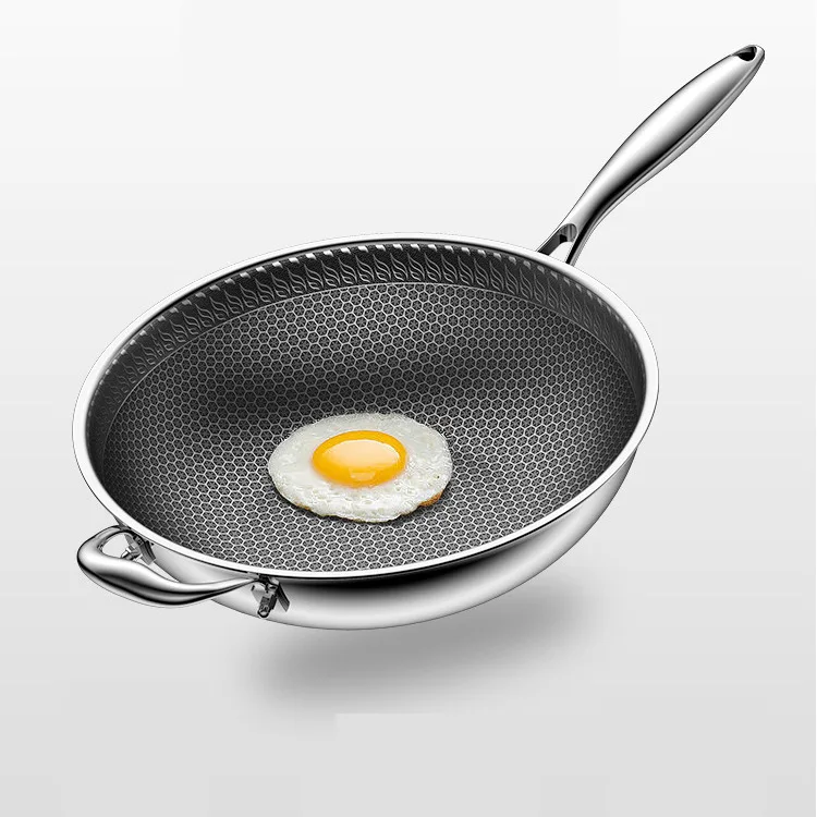 Non-stick stainless steel honeycomb frying pan