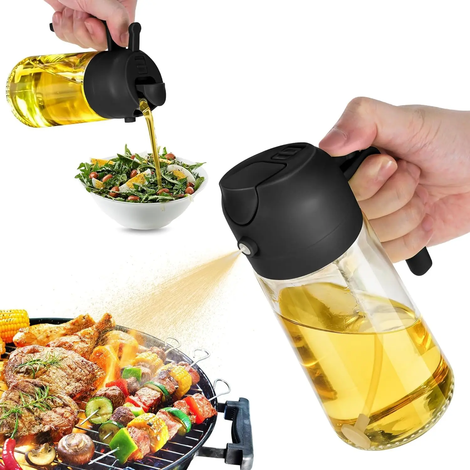 470ml olive oil bottle - oil sprayer for cooking, kitchen, salad, barbecue