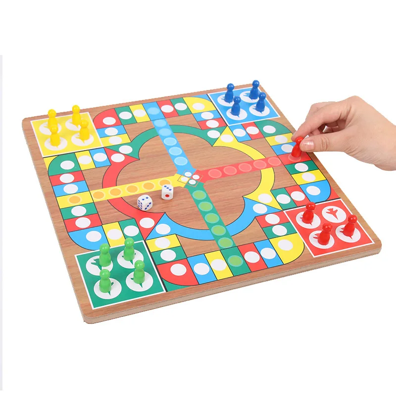 Multifunctional Chess Game Children Educational Toys Board Game Wooden Flying Chess Gobang Two-In-One Manufacturer Wholesale