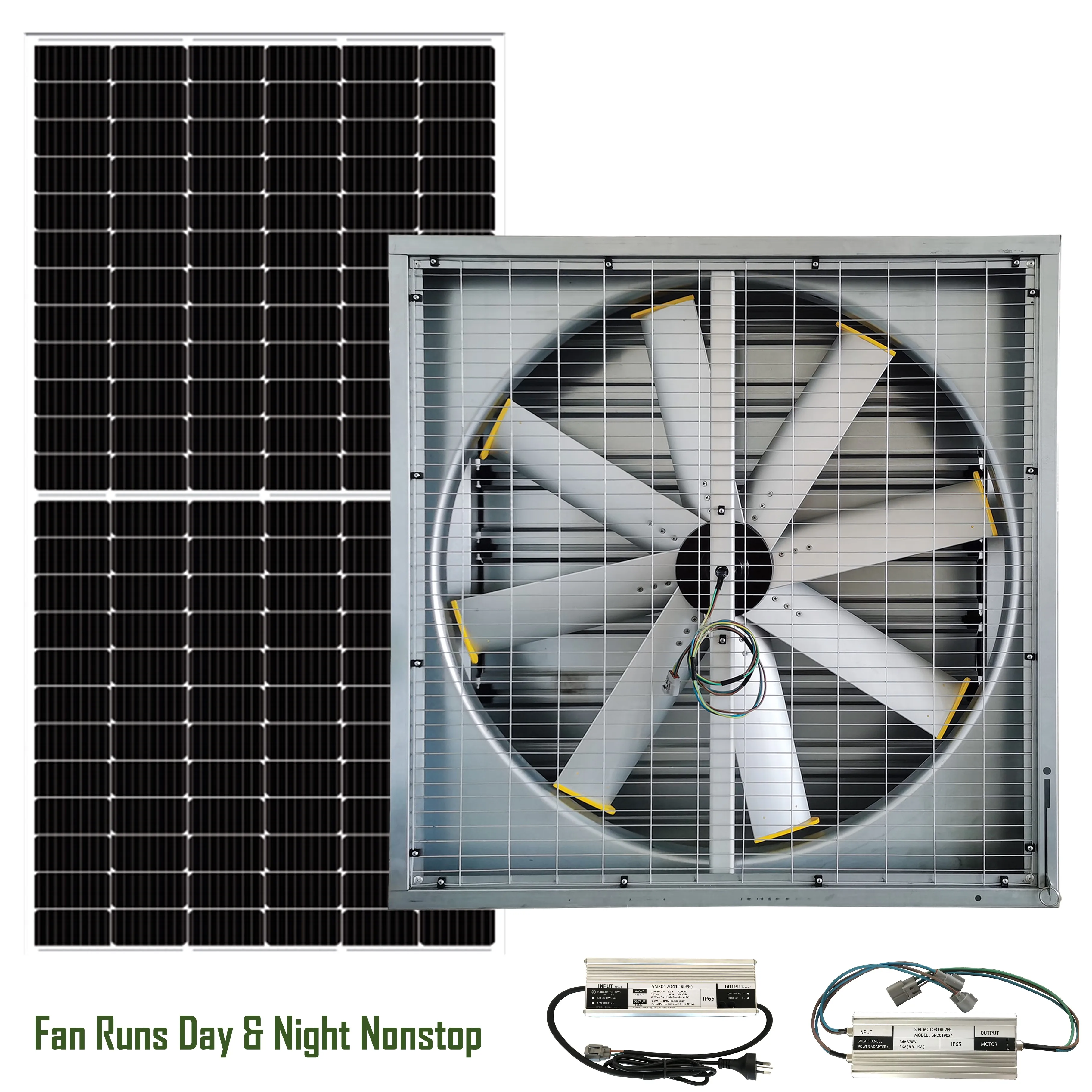 Industrial Heat Extractor for Warehouse Negative Pressure Air Ventilation Blower Box Fan with Solar Panel 48' Wall Exhaust Fan