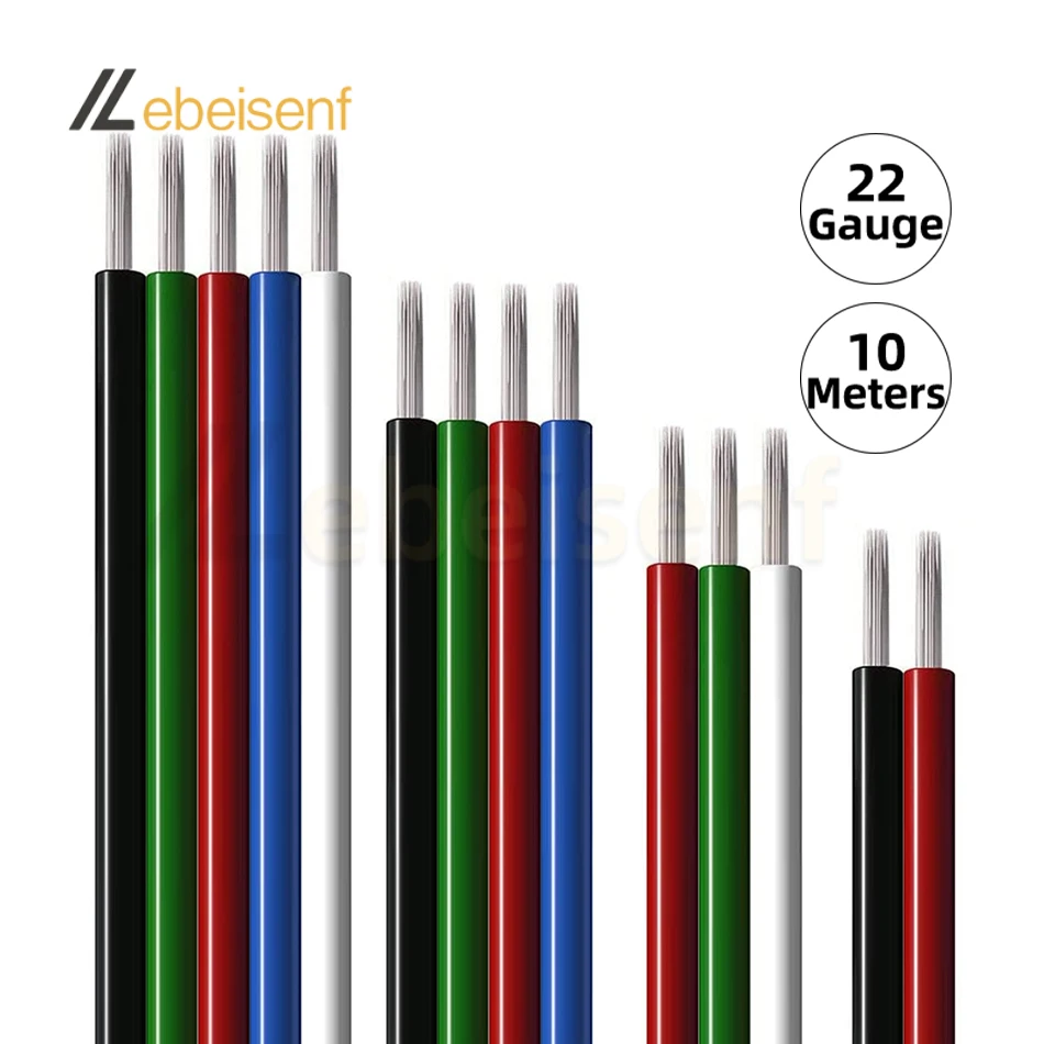 10m/Lot 2-Pin 3-Pin 4-Pin 5-Pin LED Wiring Cables 22 AWG Extension Wire PVC insulated Conductor Parallel Electric Cable Cord