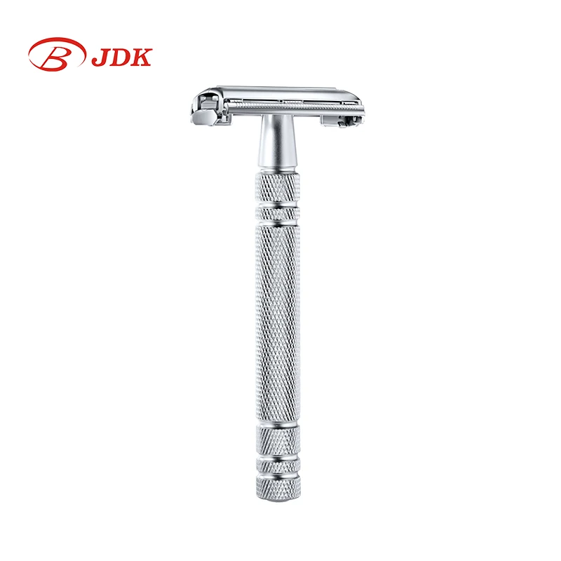 JDK High Quality Copper Metal Long Handle Butterfly Twist Razor Shaving Double Edge Safety Razor Used With Shave brush