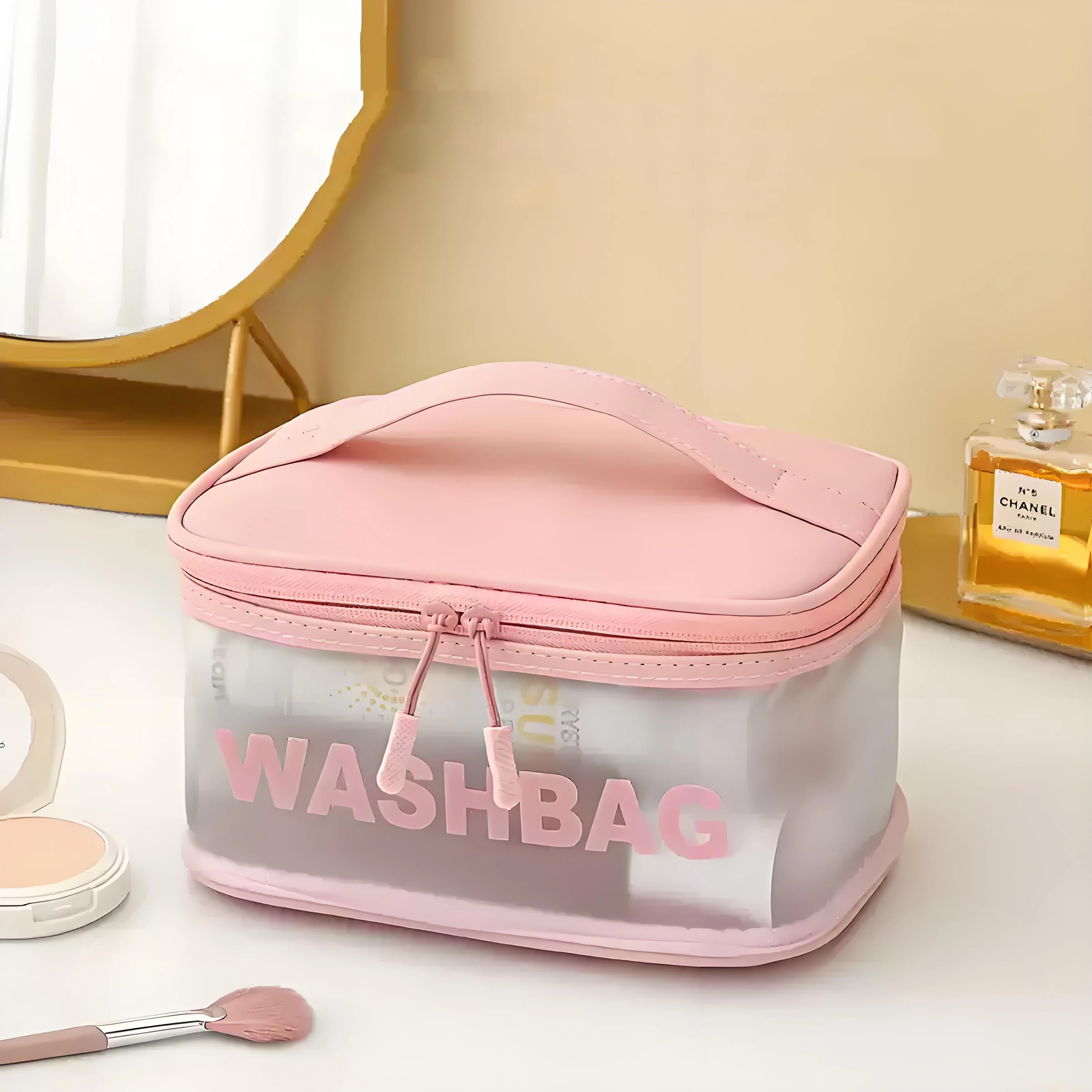 Travel Waterproof Toiletry Bag Large Capacity Cosmetic Storage Bag Clear PVC Hanging Makeup Cosmetic Bag with Hook
