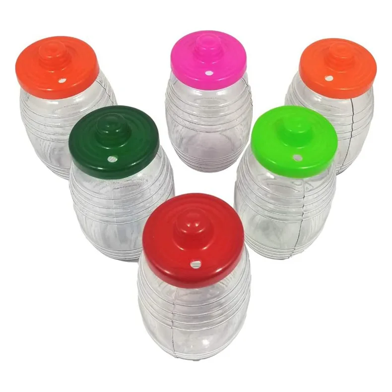 32oz Plastic Traditional Mexican Mini Vitrolero Barrel Shaped Cups with Colorful Leak proof Lids Straws included