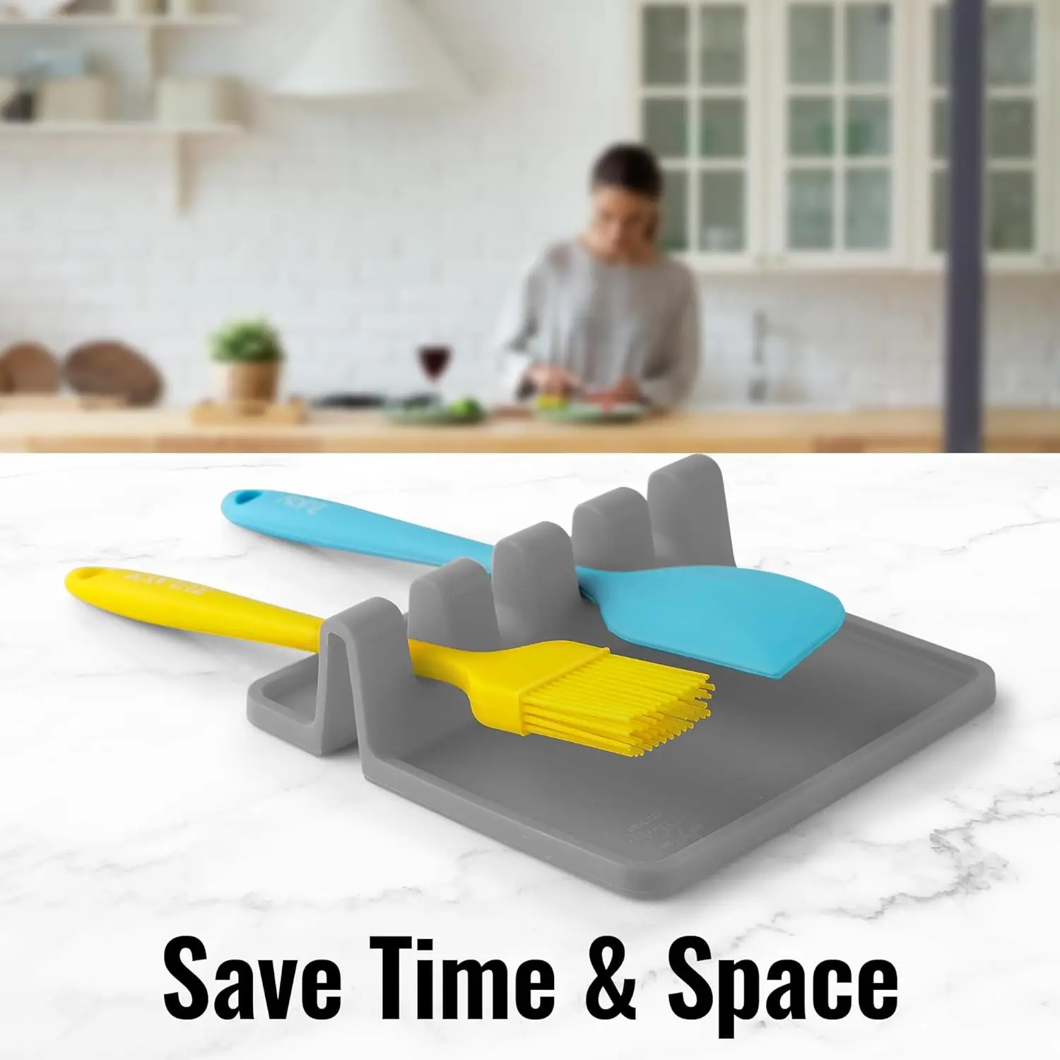 Kitchen Silicone Utensil Rest BPA Free Durable Heat-Resistant Spoon Rest for Stove Top Spoon Rest for Kitchen Utensils Holder