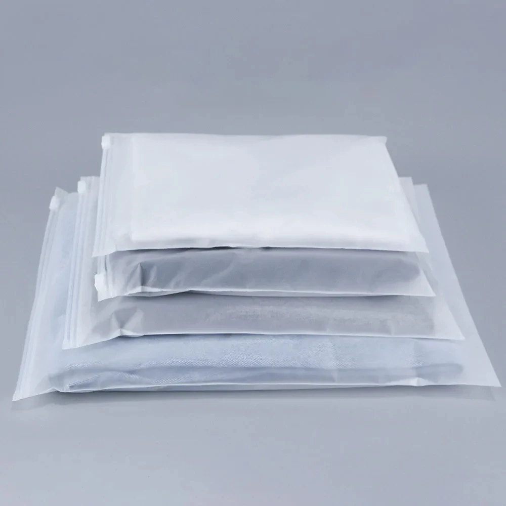 15*20cm CPE Material 140 Microns Stock Plastic Socks T shirt Clothes Matte Frosted Self Sealing Slider Zipper Lock Bag