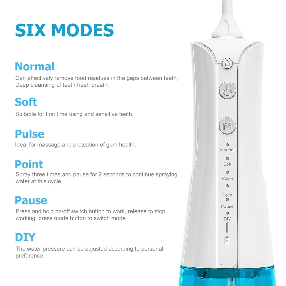 High Quality Smart electric water toothpick 300ML  water tank Portable USB  Water Flosser  Dental  Oral Irrigator with 6 modes