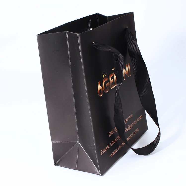 Cosmetic Bags Hot Sale Rose Gold Clothing Paper With Ribbon Holographic Shopping Wedding Bag Gift